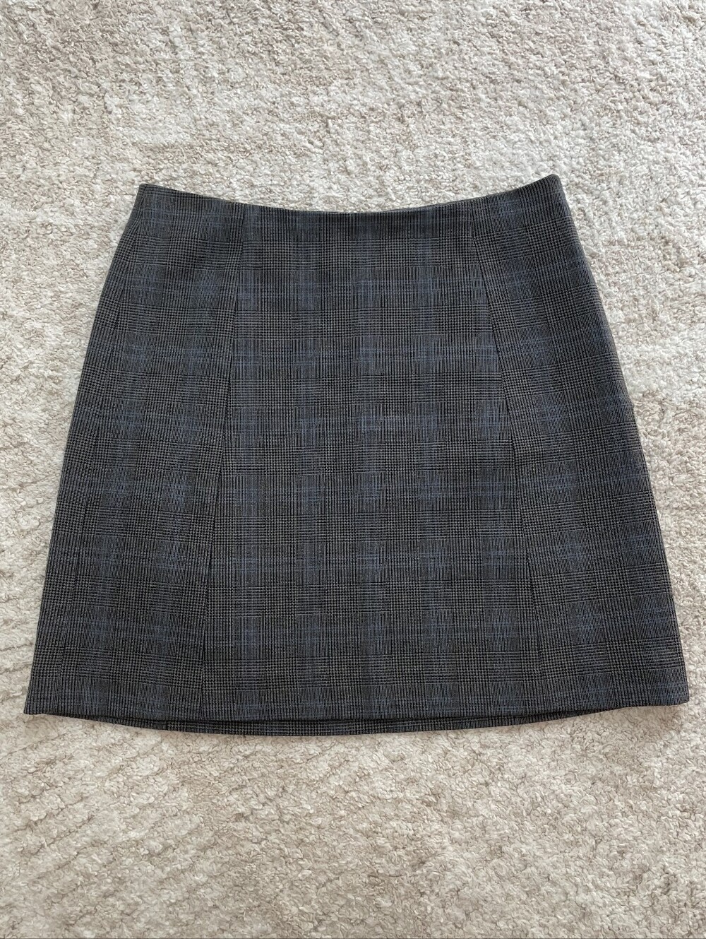 Babaton Gray Plaid Pencil Skirt with Subtle Blue Check Size 10